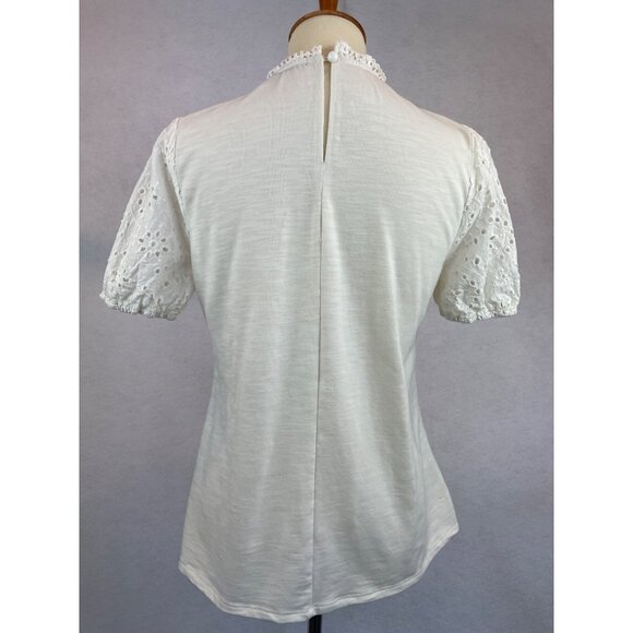 Cure Eyelet Lace Blouse Shirt Cream Womens Size M Romantic - Picture 5 of 11